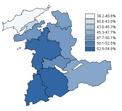 Wahlbeteiligung nach Verwaltungskreisen