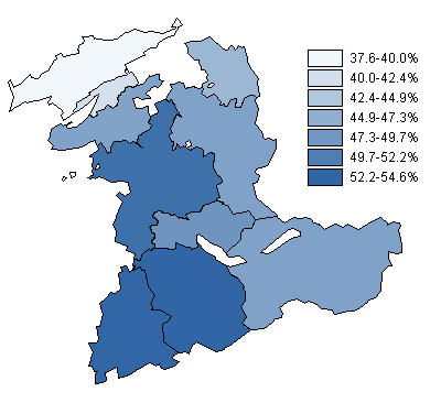 Wahlbeteiligung nach Verwaltungskreisen